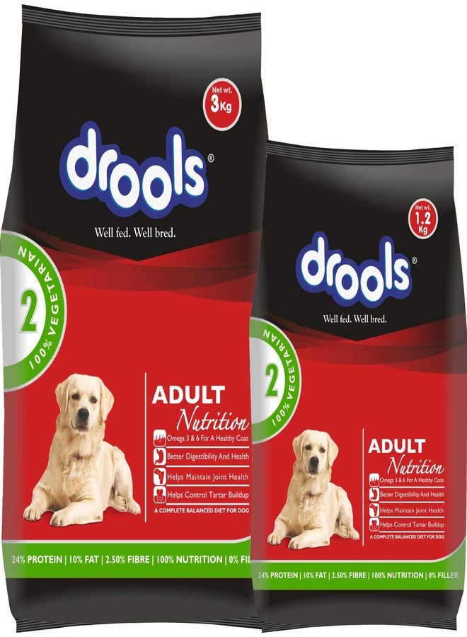 Drools 100% Vegetarian Adult Dry Dog Food, 3 kg with Free 1.2kg , Total 4.2 Kg - Image 1